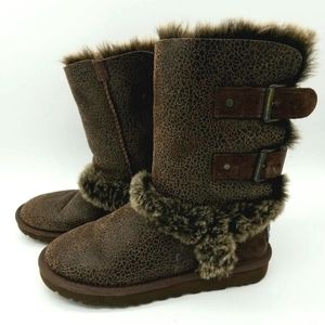 🤎RARE 🤎 Ugg Skylah Bomber Suede/ Sheepskin Buckle Strap Boots